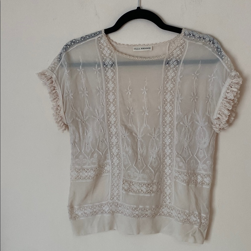 Ulla Johnson light pink sheer sleeveless silk top